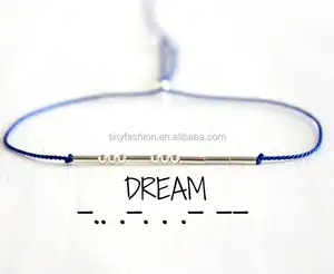 Dainty Cord bracelet custom hidden word Morse Code Silver dream yoya Bracelet