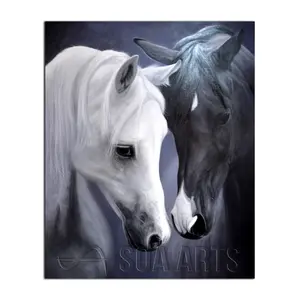 اليد رسمت الحصان لوحة زيتية قماشية للمنزل ديكور صديقة للبيئة الحيوان داخلي الخدمية الفنون سميكة مركب في الكرتون