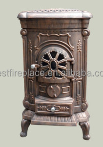 Poêle à <span class=keywords><strong>bois</strong></span> moderne en fonte Bestfire, autoportant, pour intérieur - Fabrication directe, petit foyer de chauffage pour la maison, bronze/noir mat - Product Image 4