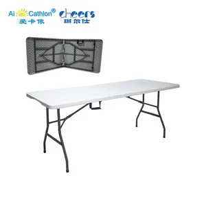 流行促销 6 英尺折叠半白色折叠塑料桌长方形
