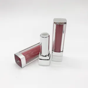 Boîtier transparent pour rouge à lèvres en argent, boîte vide, logo imprimé personnalisé, tube galore, boîte d'emballage avec capuchon rouge