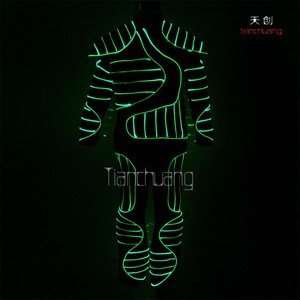 Buena Materia Prima Hecha De Fibra Óptica Tamaño Personalizado Enciende Traje <span class=keywords><strong>Ropa</strong></span> Luminosa LED Brillante Espectáculo de Danza - Product Image 2
