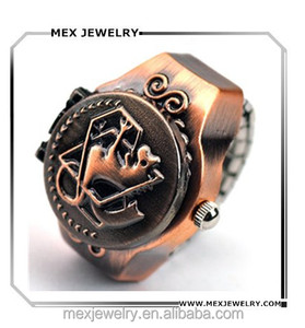 Steampunk स्टील के कीमियागर एडवर्ड मोबाइल फोनों कांस्य टोन क्वार्ट्ज फिंगर रिंग घड़ी अनुकूलित - Product Image 1