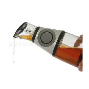 Dispensador de aceite de vidrio para cocinar saludable, prensa de vinagre y taza medidora, dispensador de botellas de vidrio para Cocina