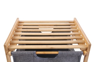 Bamboo <strong>Laundry</strong> Hamper <strong>Basket</strong> <strong>With</strong> Storage Shelf Large Size Organizer and <strong>Legs</strong> - Product Image 5