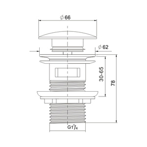 Bonde quick-clac 75 mm pour lavabo/vasque trop-plein - Product Image 2