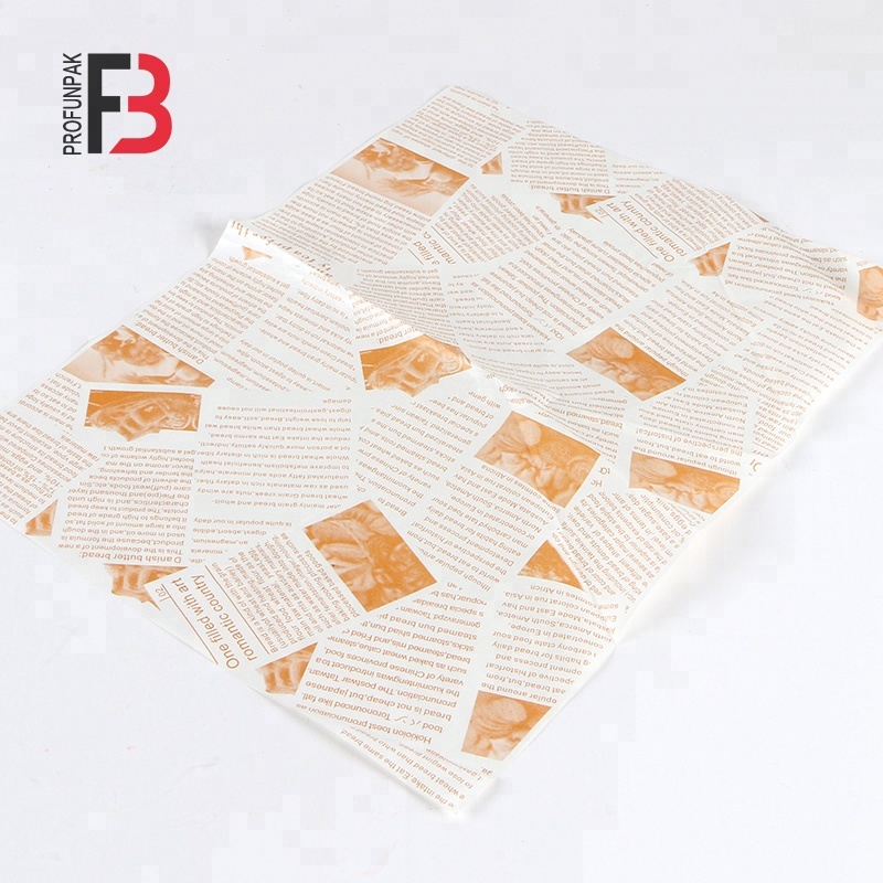 Printed Food Wrapping Greaseproof Paper Burger Sandwich Wrapping packaging paper