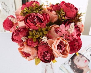 Commercio all'ingrosso di peonie artificiali finte alla rinfusa rosa rosso bianco marrone retrò seta peonia <span class=keywords><strong>Bouquet</strong></span> di fiori per la casa matrimonio vaso decorazione