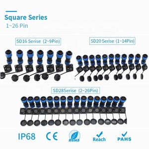 방수 케이블 커넥터 플러그 스퀘어 IP68 패널 마운트 SP/SD/16/20/28 암나사 <span class=keywords><strong>2</strong></span>/<span class=keywords><strong>3</strong></span>/ 4/5/6/7/9/10 핀 커넥터 아빠 엄마 - Product Image 5