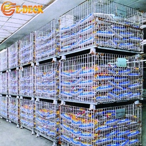 E-DECK cina heavy duty smontabile pieghevole maglia di filo di acciaio dolce in metallo impilabile carrello elevatore capannone industriale contenitore gabbia - Product Image 5