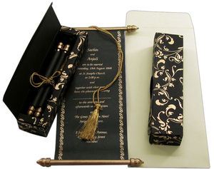 2025 più recente carta di invito a nozze Scroll Love europa carta di invito artificiale cartoline di Design personalizzato in lamina d'oro - Product Image 1