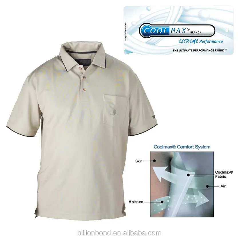 Senderismo Coolmax tela Polo camisa blanca de los hombres outdoorwear
