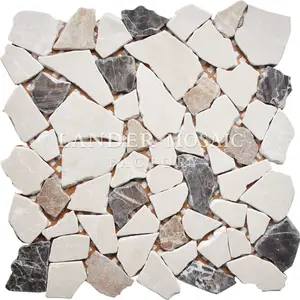 Crema Marfil Kaiser helle und dunkle Marmor Mosaik Kieselstein Mosaik fliese für Boden und Pool