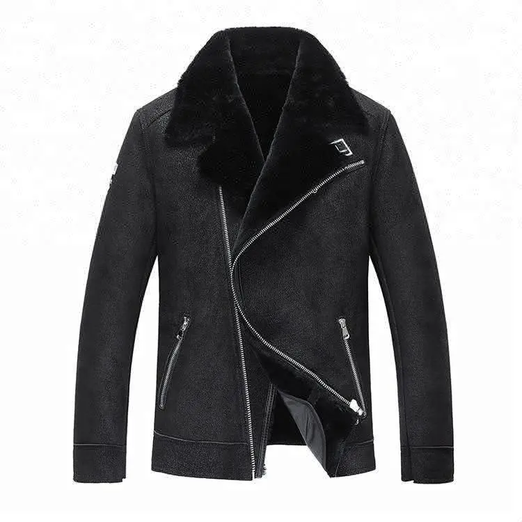 D&S factory dropshipping black blazer collar luxury real fur jacket mens fur coat jacket