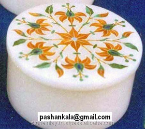 White <b>Marble</b> Inlay Jewellery Box - Product Image 1