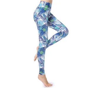 Grosir OEM 92 Poliester 8 Spandeks Kustom Cetak Sublimasi Olahraga Yoga Celana Legging untuk Wanita