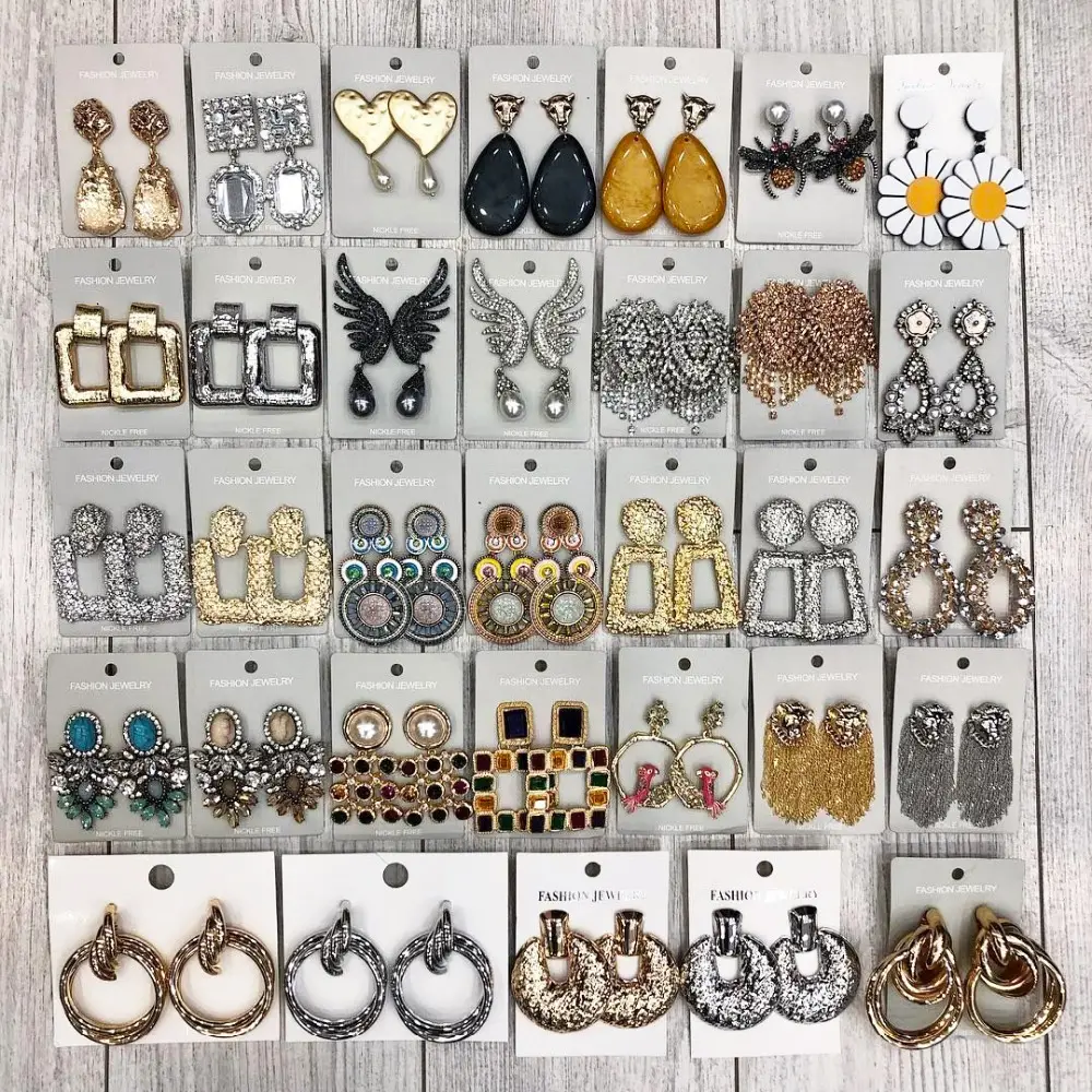 Kaimei 2019 New Hot Selling Fashion Crystal Drop EarringsためWomen Geometric Resin Glass Drop African Womens Earrings Jewelry