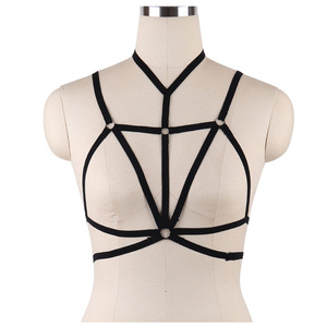 Donna Girocollo Elastico Del <span class=keywords><strong>Reggiseno</strong></span> Lingerie Fasciatura Hollow Con Spalline Del <span class=keywords><strong>Reggiseno</strong></span> Gabbia Crop Top Bustier Top - Product Image 1