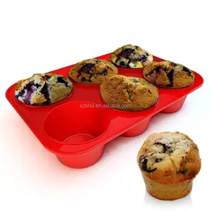 Reusable BPA free Silicone Bakeware 6 Cups Non Stick Heat Resistant Microwave Safe Silicone Muffin Pan