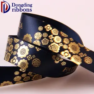 Black Ribbon Manufacturer Wholesale Hot Thermoset Printed Ribbon 2.5cm Black Satin Ribbon