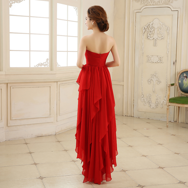 red chiffon dress Miss Circle Women's Ulanda Red Chiffon Lace Backless Maxi Train Dress main image 1