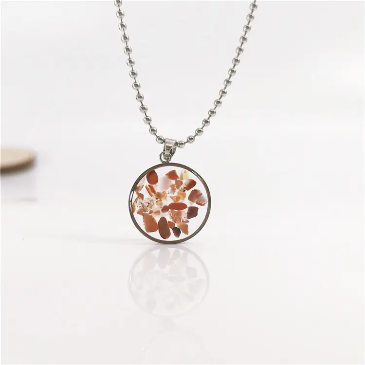 New Natural Stone Round Red Crystal Choker Chain Necklace Mens Women Stone Pendants Fashion Accessories Gift