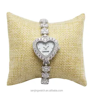 Relógio de pulso feminino de quartzo com zircônias, pulseira de joias e diamantes, prata e prata, moda de coração, 9 mm