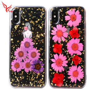 Epoxy transparente de plata de oro de seco real presionado flor Teléfono, caso para iphone 7 6x8 s plus - Product Image 3