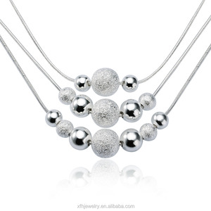 Último diseño de la venta al por mayor 925 plata esterlina <span class=keywords><strong>marcasita</strong></span> collar con tres cadenas de bola de plata - Product Image 1