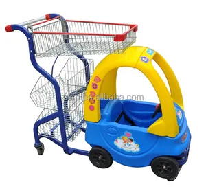 With A Plastic Toy Car for Kids Sit Supermarket Shopping Cart