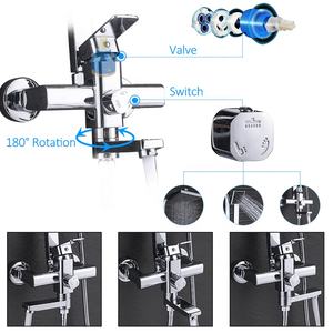 Ensemble de robinets mitigeurs de salle de bains et de douche de 8 ", <span class=keywords><strong>avec</strong></span> pomme de douche effet pluie, bec de baignoire, robinet <span class=keywords><strong>d</strong></span>'<span class=keywords><strong>évier</strong></span>, à 3 voies, à poignée unique, Chrome - Product Image 4