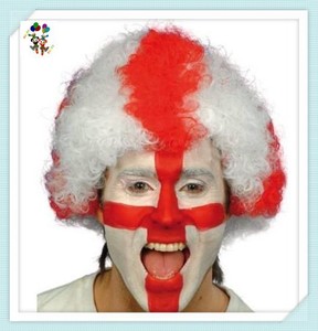 <strong>Cheap</strong> England Flag Synthetic Custom Colors Team Sports Fan Afro <strong>Wigs</strong> HPC-1113 - Product Image 2