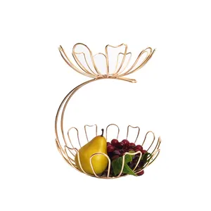 装饰2层Glod金属水果碗水果储物篮
