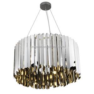 Oro moderno Acero inoxidable + Hierro lámpara Grande <span class=keywords><strong>Hotel</strong></span> iluminación colgante tira larga araña de cromo - Product Image 4