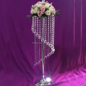 Pilar alto cristal frisado de luxo de 110cm, pilar de aisle de casamento para decoração de casamento