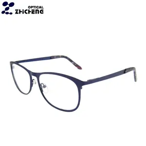 Offres Spéciales marques italiennes de lunettes couleur bleu vif montures printemps charnière lunettes violet large temple métal montures optiques