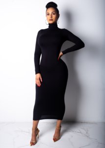 Venta al por mayor <span class=keywords><strong>de</strong></span> Otoño <span class=keywords><strong>de</strong></span> las señoras <span class=keywords><strong>vestidos</strong></span> ajustados Sexy cremallera <span class=keywords><strong>de</strong></span> manga larga <span class=keywords><strong>de</strong></span> cuello alto delgado vestido largo para las mujeres JZ550 - Product Image 3