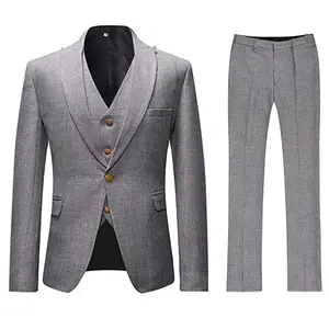 Blazer de alta qualidade, temperamento, 3 peças, slim, casaco, calça de escritório, uniforme de design para homens de negócios