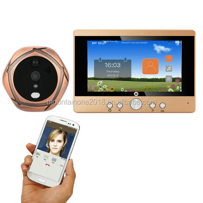 720P WiFi inalámbrico Digital mirilla Visor de puerta 5 "Puerta mirilla Cámara Wifi timbre intercomunicador con o imagen o tak