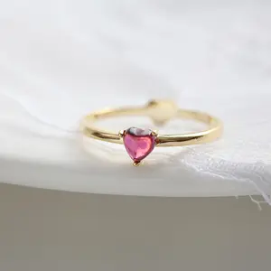 Japan jewelry 925 sterling silver 18k gold red garnet ring