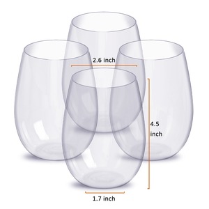 Wine <strong>Glasses</strong> Drinking 100% Tritan Stemless Dishwasher Transparent Support Safe <strong>Plastic</strong> Kitchen CLASSIC American Style - Product Image 3