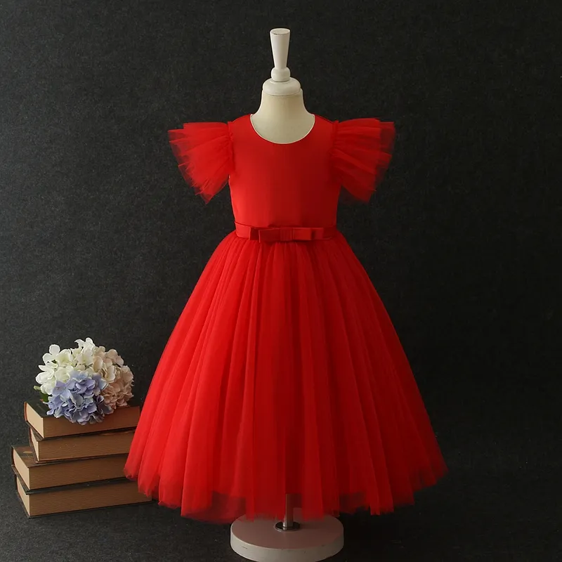Good quality red baby girl dress cotton children frocks designs girl holiday dress kids clothing