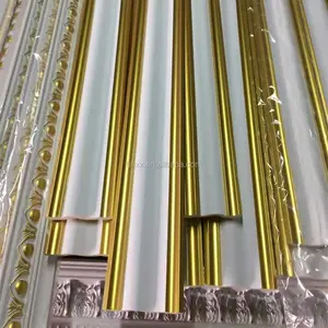 2017 2021 New Model PU Plain Corner Crown Molding Board Gold And White Plate Cornices