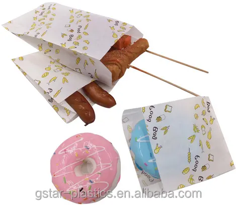 Kunden spezifischer Druck Weiße fett dichte Verpackung Papiertüte für Snacks