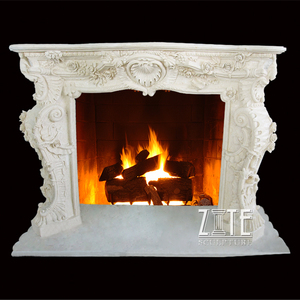 Camino in Marmo Grande Intagliato <span class=keywords><strong>a</strong></span> Mano per Decorazione Domestica Stile Palazzo - Product Image 6