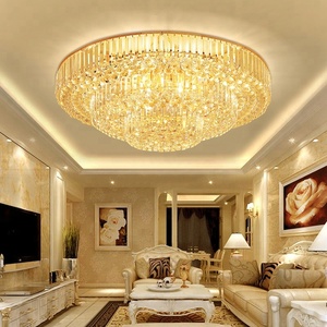 <span class=keywords><strong>Lampadario</strong></span> a Soffitto LED Rotondo Dorato <span class=keywords><strong>Moderno</strong></span> per Sale Banchetti di Hotel Grande Lampada a Soffitto in Cristallo - Product Image 3