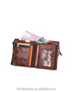 Portefeuille Homme Vintage Tendance en <span class=keywords><strong>Cuir</strong></span> Véritable avec <span class=keywords><strong>Porte</strong></span>-<span class=keywords><strong>Monnaie</strong></span> Euro, Fermeture Ouverte, RFID, Court, Double Poches - Product Image 4