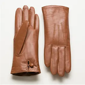 Wholesale fashion ladies italian brown color leather gloves