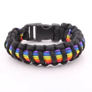 Schwarz und Regenbogen Flagge Schnapp verschluss Paracord Armband Gay Pride Armband LGBT Lesbian Pride Armband