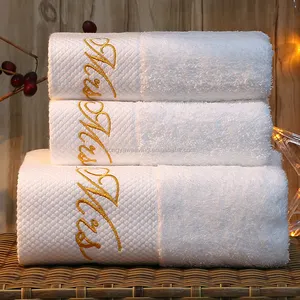 美しい刺繍綿100% サテンボードホテルと家庭用バスタオル